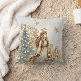 Almofada Belo Anjo Guardião Vintage com Crianças