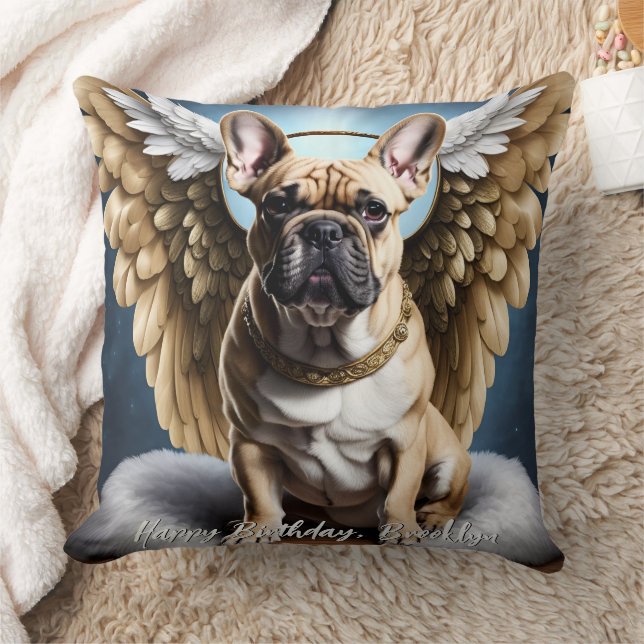 Almofada Belo Buldogue Francês e Anjos Wings (Cobertor)