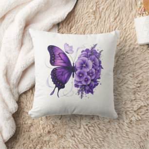 Almofada belo cobrir floral de borboleta roxa