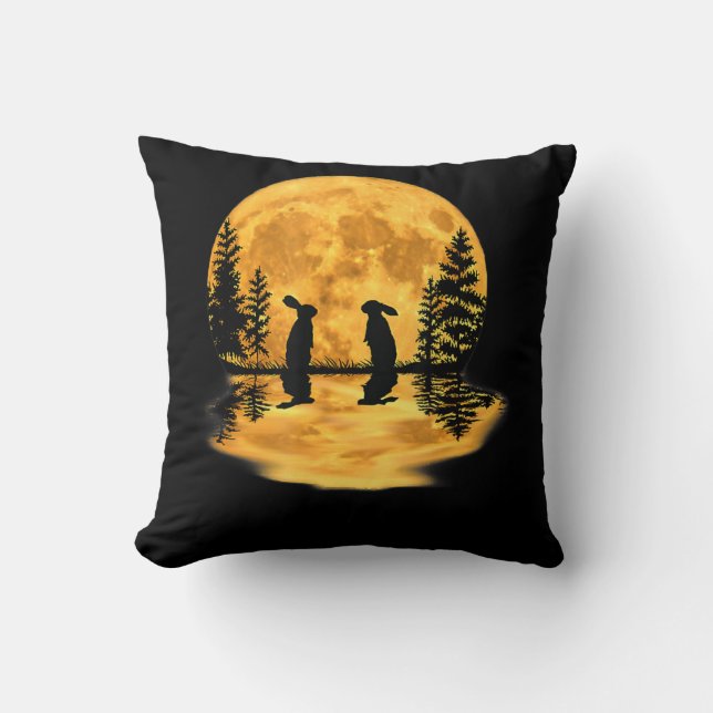 Almofada Belo Coelho Coelho Coelho Coelho Céu-Lua Noite (Frente)