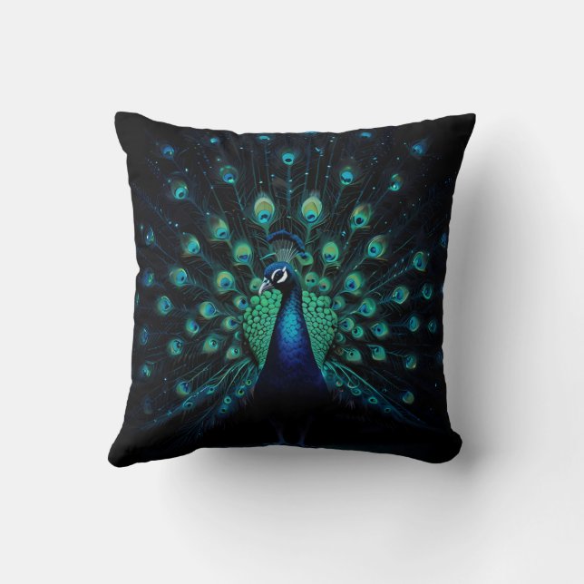 Almofada Belo Design de Peacock Majestoso (Verso)