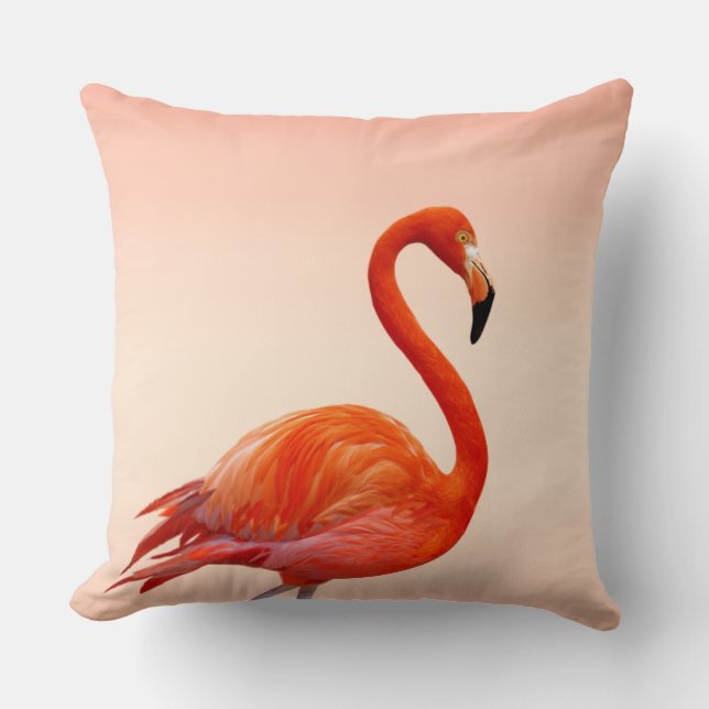 Almofada Belo Flamingo Rosa em Coral Claro (Frente)
