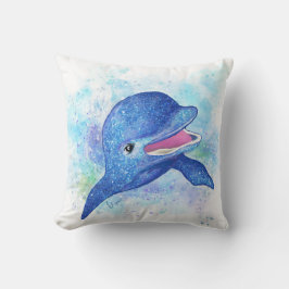Almofada Belo Golfinho Azul Brilhante