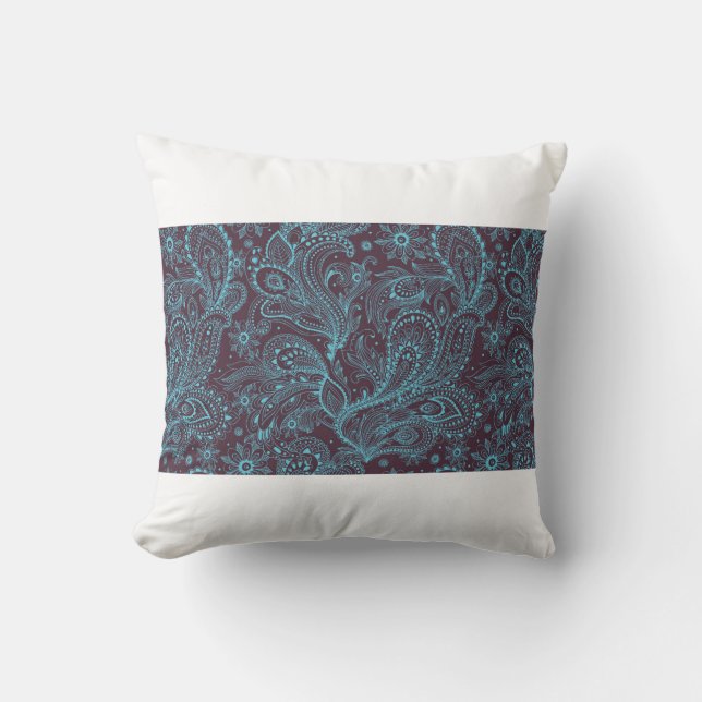 Almofada Belo ornamento sem descontinuidades do vintage (Frente)