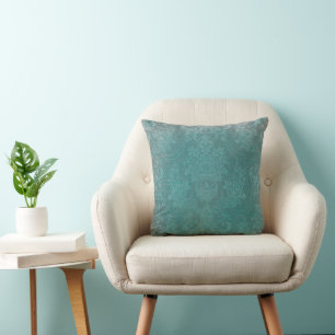 Almofada Belo Padrão Russo Teal Antiquado Damasco