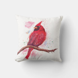 Almofada Belo Pássaro Vermelho Brilhante