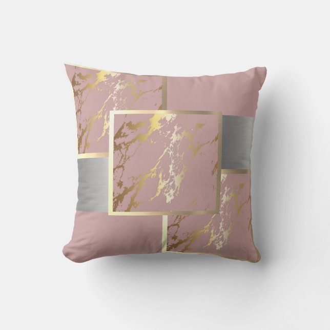 Almofada Belo rosa e Dourado Design de mármore (Frente)