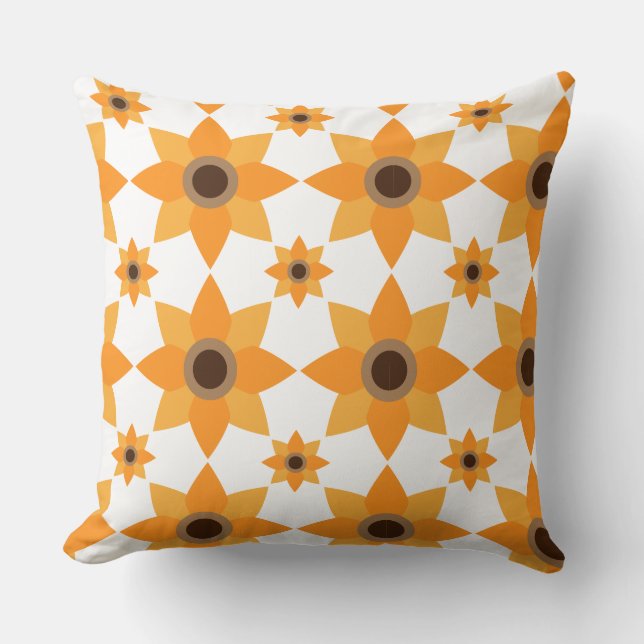 Almofada belo travesseiro de padrão floral castanho (Frente)