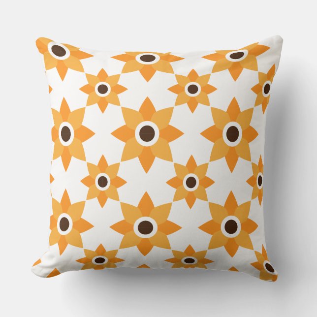 Almofada belo travesseiro de padrão floral castanho (Frente)