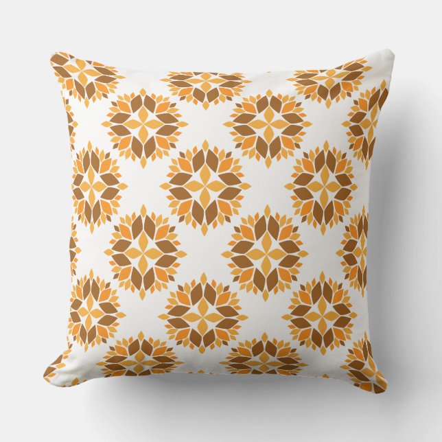 Almofada belo travesseiro de padrão floral castanho (Frente)