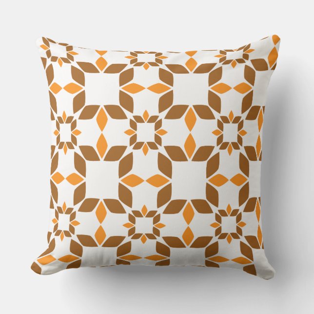 Almofada belo travesseiro de padrão floral castanho (Frente)