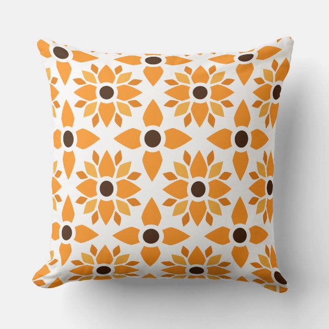 Almofada belo travesseiro de padrão floral castanho (Frente)