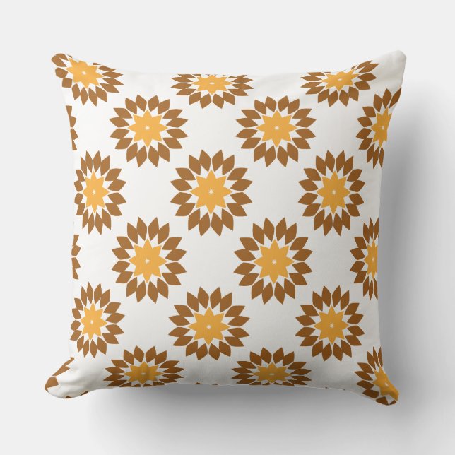 Almofada belo travesseiro de padrão floral castanho (Frente)