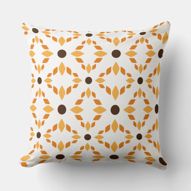 Almofada belo travesseiro de padrão floral castanho (Frente)