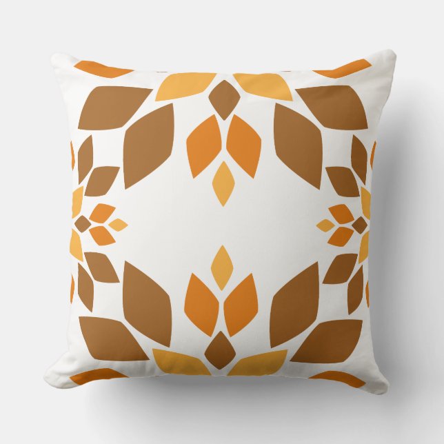 Almofada belo travesseiro de padrão floral castanho (Frente)