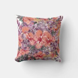 Almofada Belo Travesseiro decorativo Floral Pêssego e Roxo