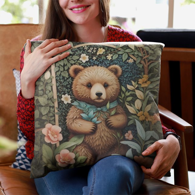 Almofada Belo Urso Castanho William Morris Inspirou (Criador carregado)