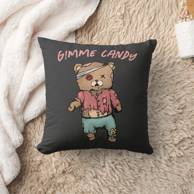 Almofada Belo Urso Rosa Zombie Gimme Candy Halloween (Cobertor)