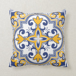 Almofada 💙 💛 Belos Azulejos Azulejos 9 Throw Pi