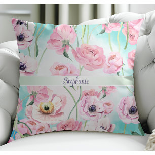 Almofada Belos e elegantes Rosas de cor rosa com céu azul