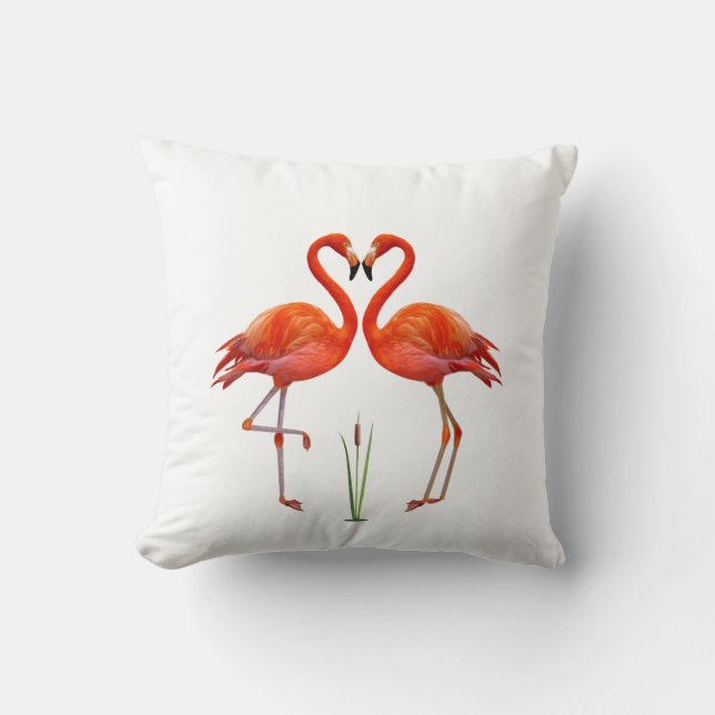 Almofada Belos Flamingos Vermelhos & Planta de Junco em Bra (Frente)