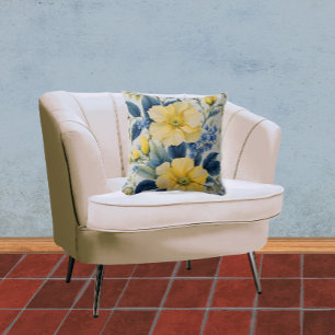 Almofada Belos Flores Amarelo e Azul