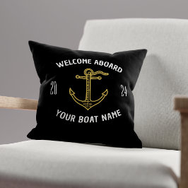 Almofada Bem-vindo a Bordo Nome do Barco Personalizado Pret