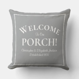 Almofada Bem-vindo ao Porch Custom Family Names Year Modern