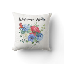 Bem-vindo em Casa com Flores Vermelhas/Brancas/Azu