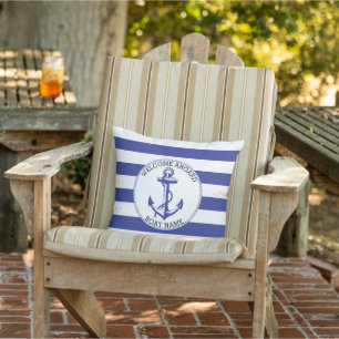 Almofada Bem-vindos a bordo - ⚓ Âncora Náutica - Azul E