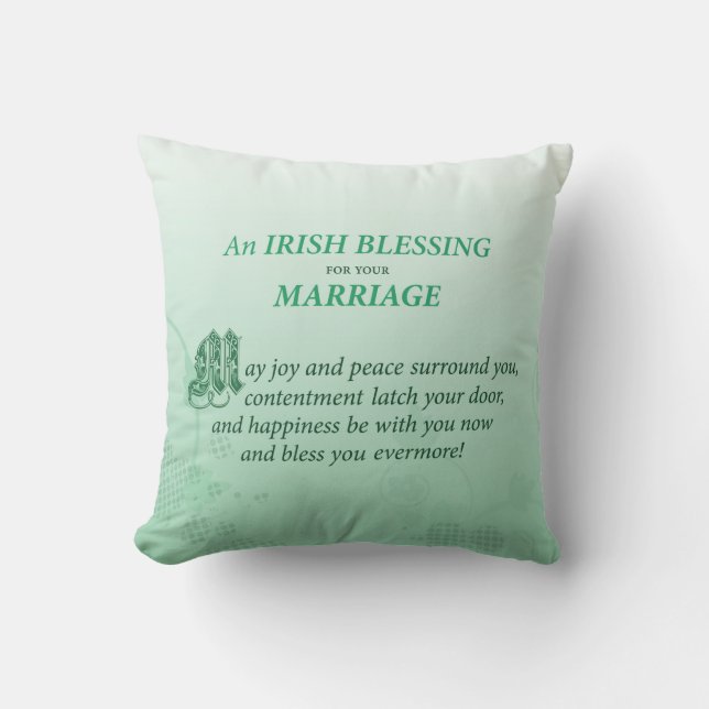 Almofada Bênção dos Parabéns de Casamento Irlandeses (Frente)