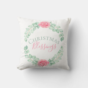 Almofada Bênçãos de Natal Eucalyptus Aquarela Floral