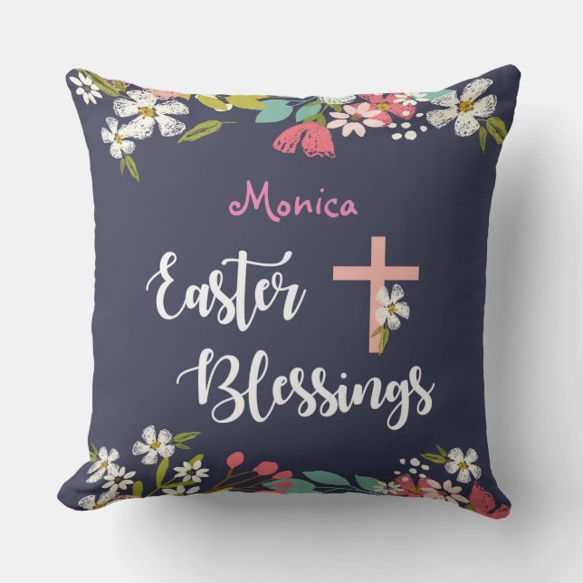 Almofada Bênçãos de páscoa das flores de Cristo risen (Frente)