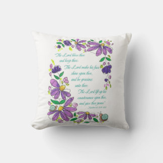 Almofada Bênçãos Escrituras Números 6:24-26 Floral Roxo
