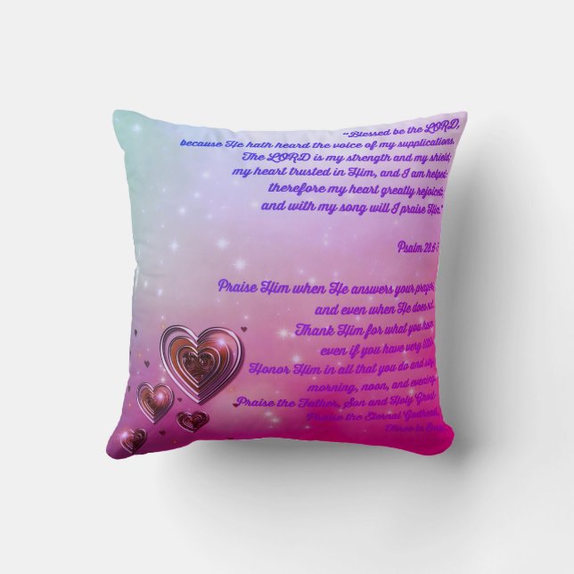 Almofada Bendito seja o Salmo LORD 28:6-7 (Verso)