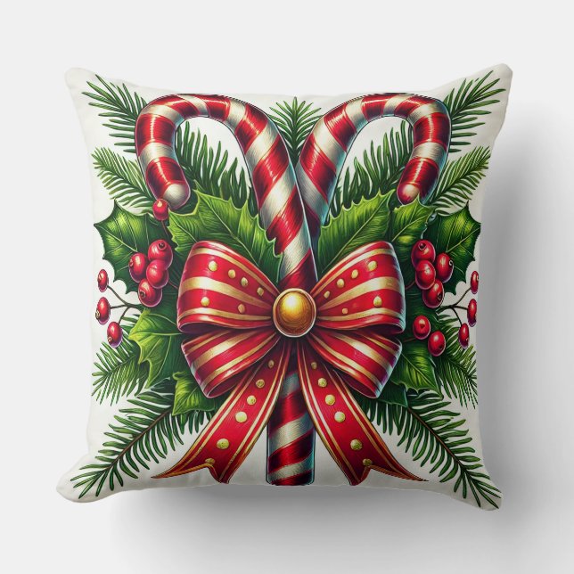 Almofada Bengalas de Natal Festivas com Azevinho (Frente)