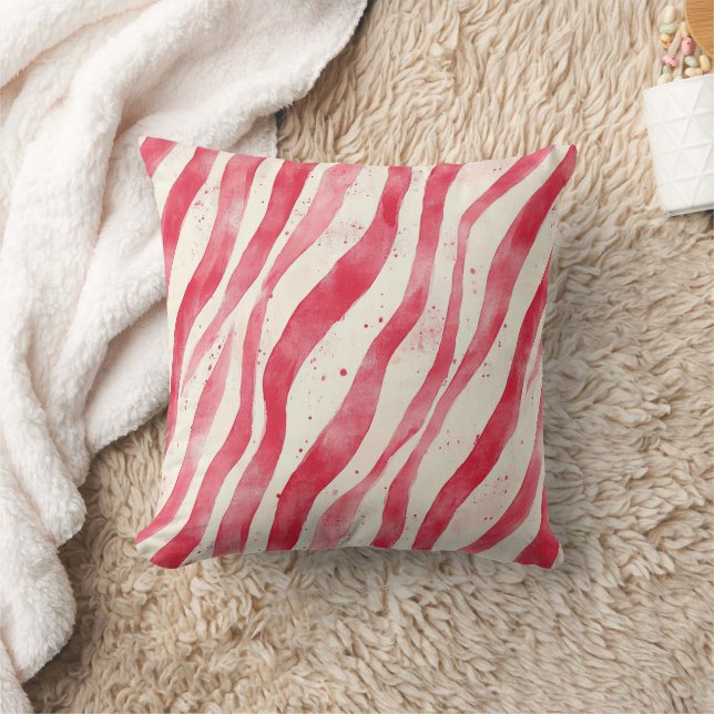 Almofada Bengalas de Natal Vermelho Branco   (Cobertor)