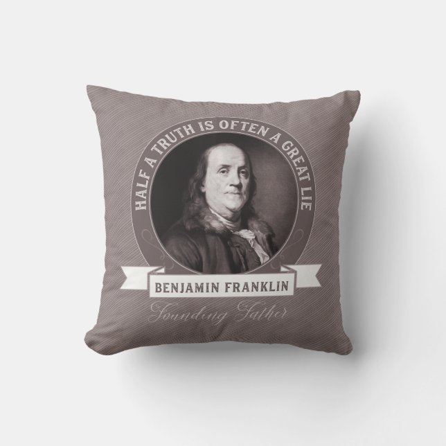 Almofada Benjamin Franklin Cita Verdade e Desinformação (Frente)