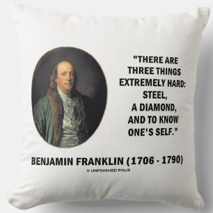Almofada Benjamin Franklin Três Coisas Extremamente Duro