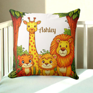 Almofada Berçário de Animais Brancos Marrons Safari da Selv