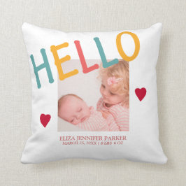 Almofada Berçário de colagem de fotos e tipografia HELLO pa