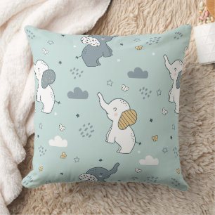 Almofada Berçário de Elefante Bebê Kawaii Azul