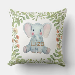 Almofada Berçário de elefantes com aquarelas personalizadas