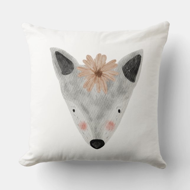 Almofada Berçário de menina em tons de cinza e branco com a (Frente)