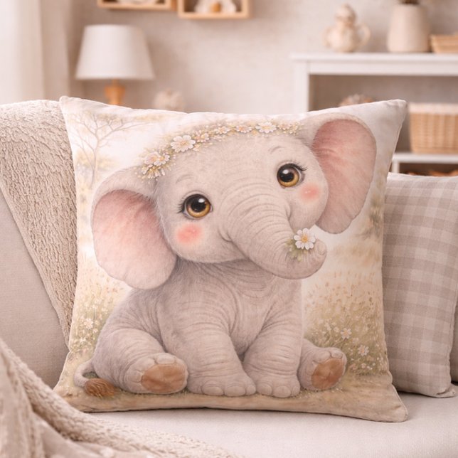 Almofada Berçário Neutro de Elefante Bebê Fofo (Criador carregado)