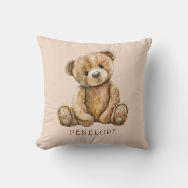 Almofada Berçário Personalizado com Urso de Água-forte (Frente)