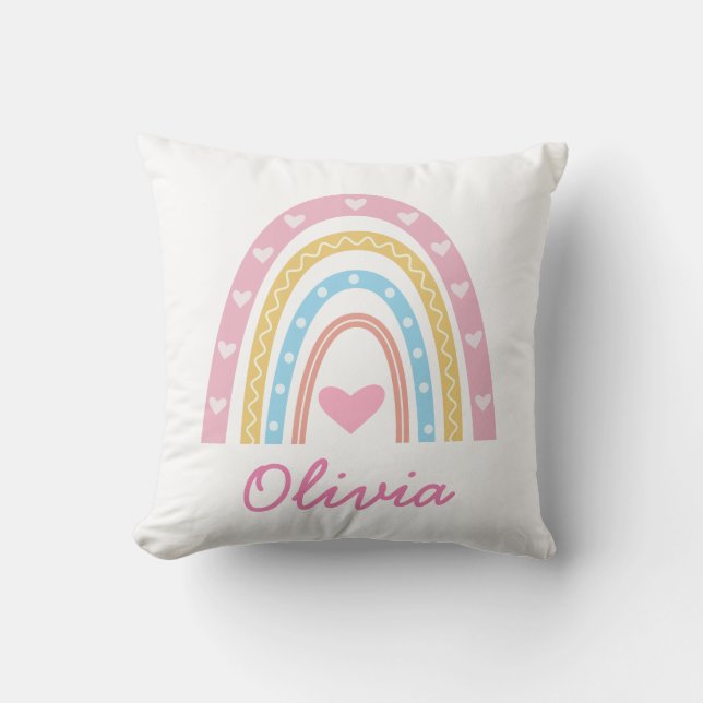 Almofada Berçário personalizado de menina em pastel boho ar (Frente)