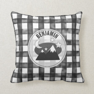 Almofada Berçário preto e branco do guingão das montanha