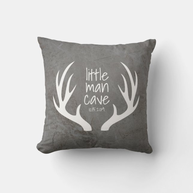 Almofada Berçário Rustic Gray e Antlers Little Man Cave (Frente)