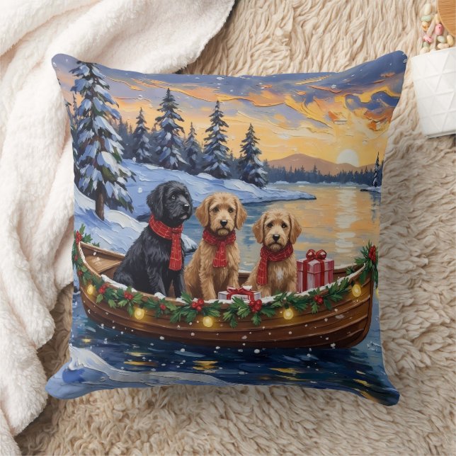 Almofada Bernedoodle Christmas Boat Holiday (Cobertor)